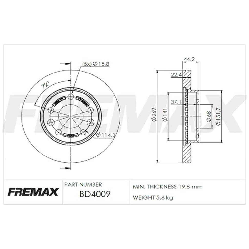 Par de Discos de Freio Ventilado Dianteiro - Fremax - BD4009