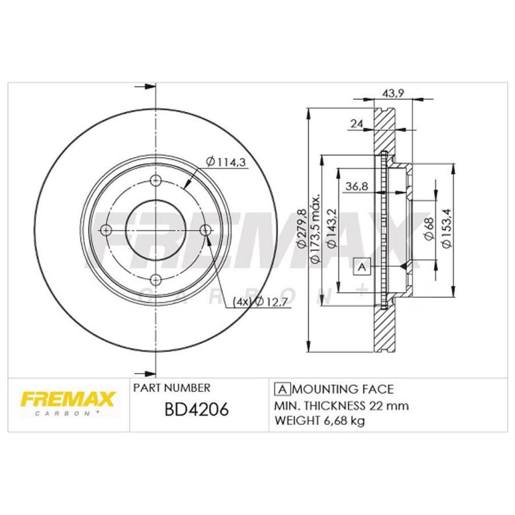 Par de Discos de Freio Ventilado Dianteiro - Fremax - BD4206