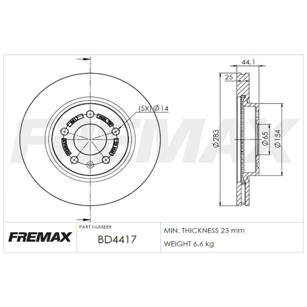 Par de Discos de Freio Ventilado Dianteiro - Fremax - BD4417