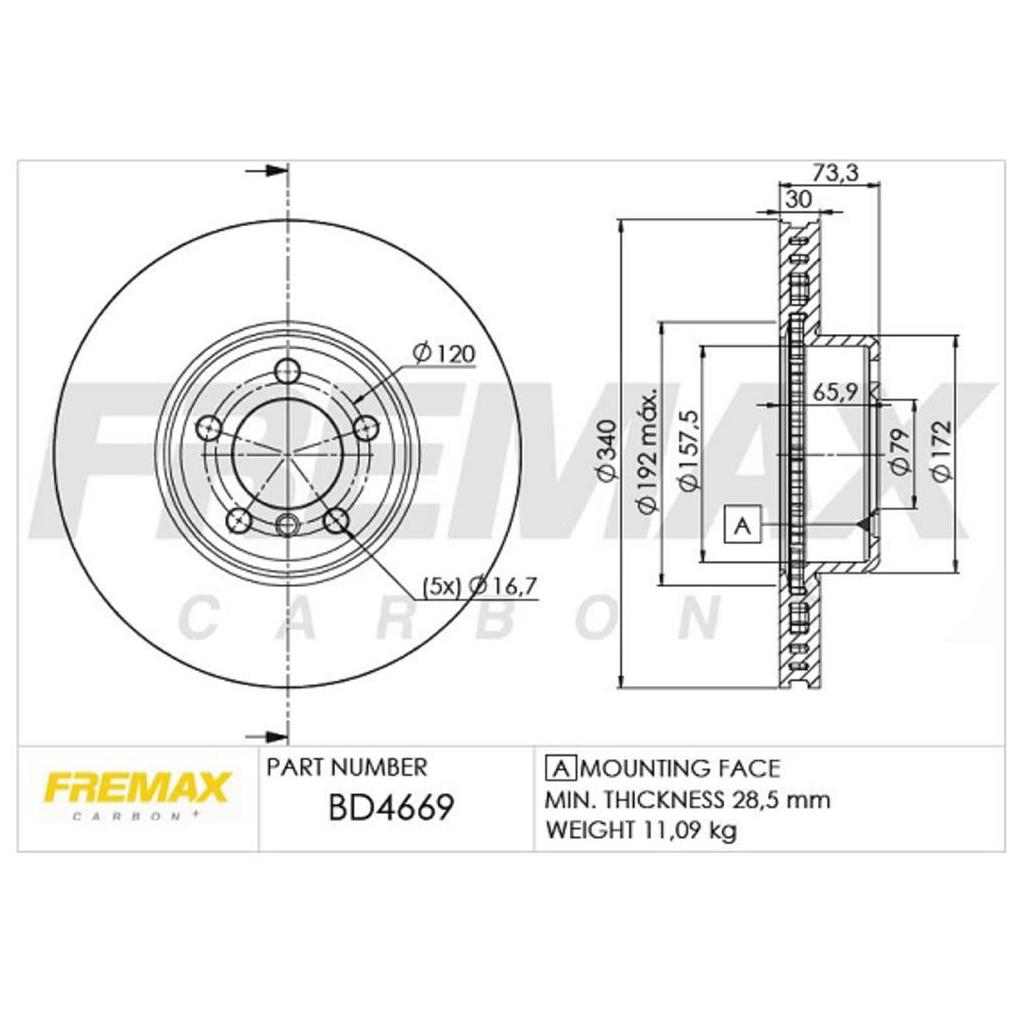 Disco de Freio Ventilado Dianteiro 1 Unidade - Fremax - BD4669