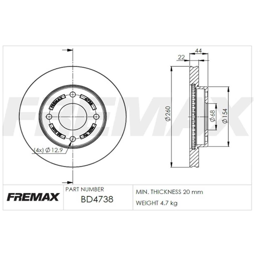 Par de Discos de Freio Ventilado Dianteiro - Fremax - BD4738