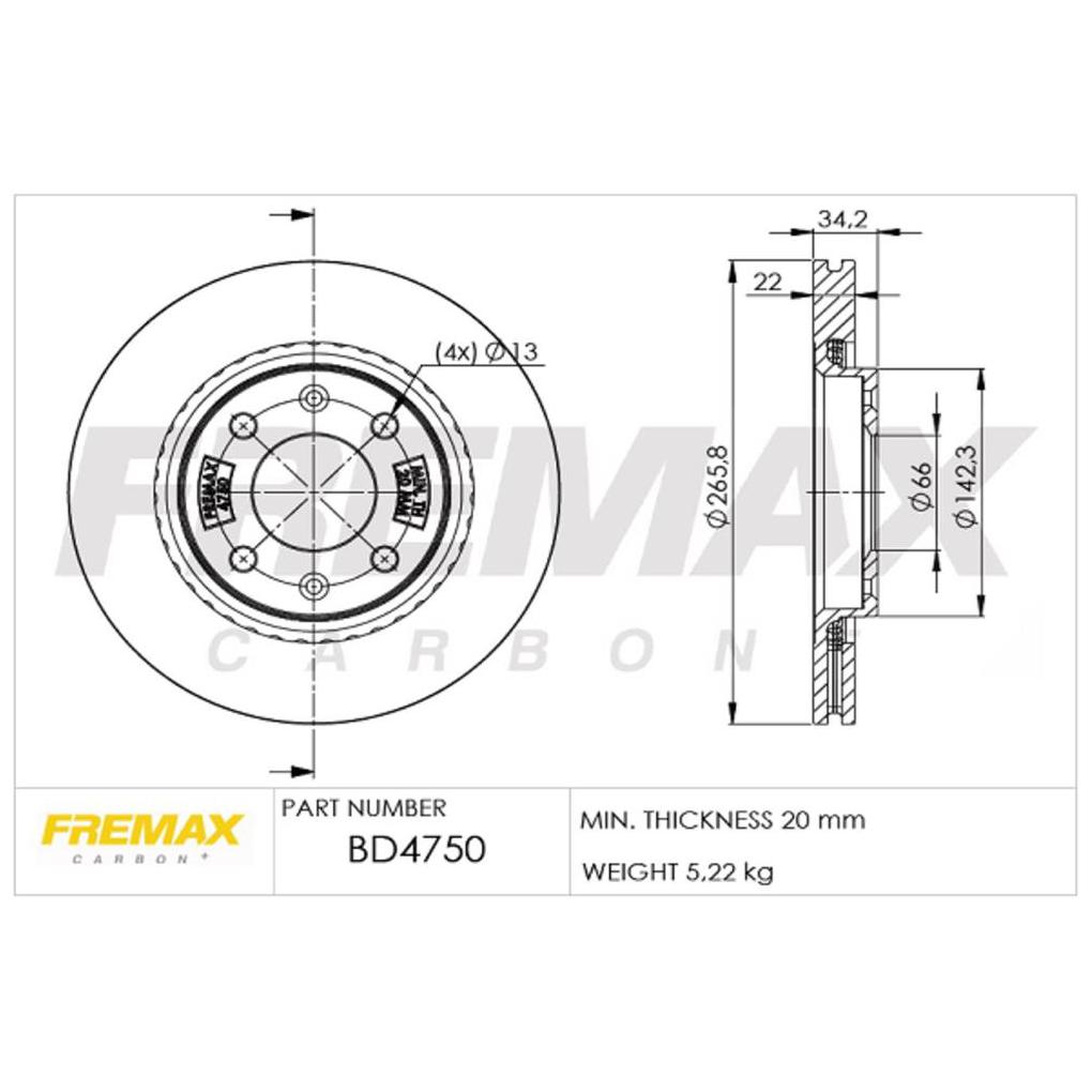 Par de Discos de Freio Ventilado Dianteiro - Fremax - BD4750