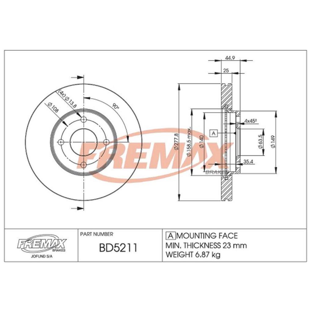 Par de Discos de Freio Ventilado Dianteiro - Fremax - BD5211