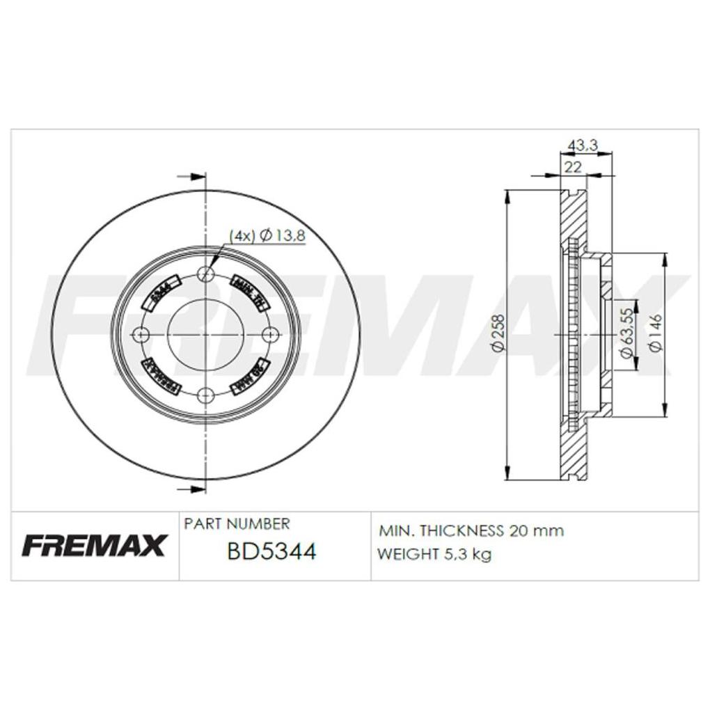 Par de Discos de Freio Ventilado Dianteiro - Fremax - BD5344