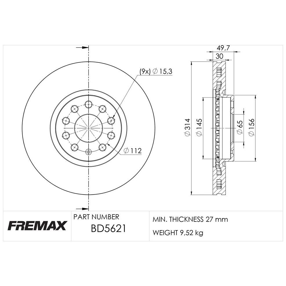 Par de Discos de Freio Ventilado Dianteiro - Fremax - BD5621