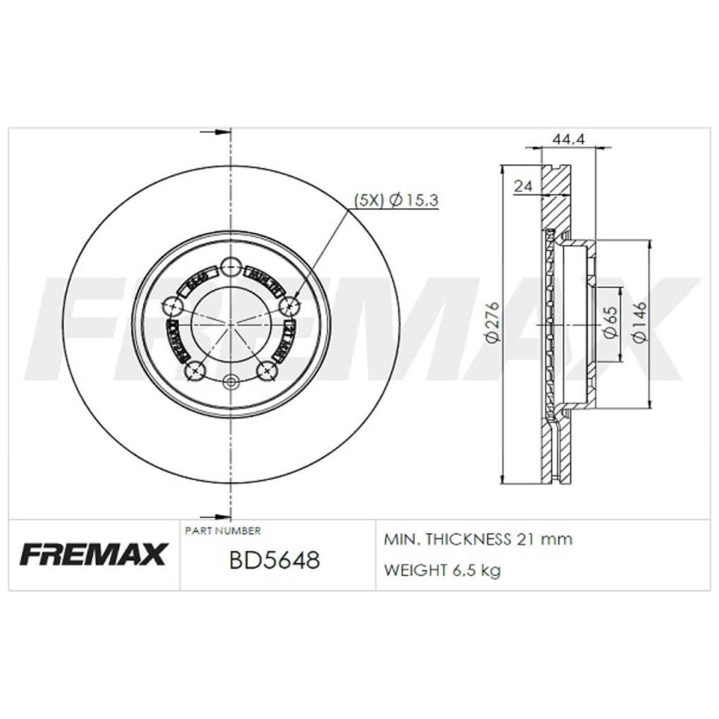 Par de Discos de Freio Ventilado Dianteiro - Fremax - BD5648