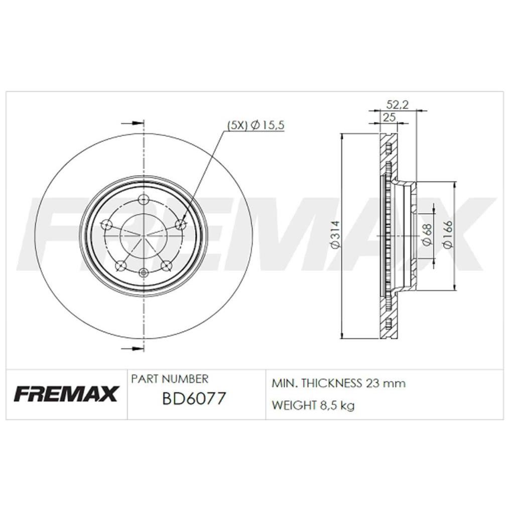 Par de Discos de Freio Ventilado Dianteiro - Fremax - BD6077