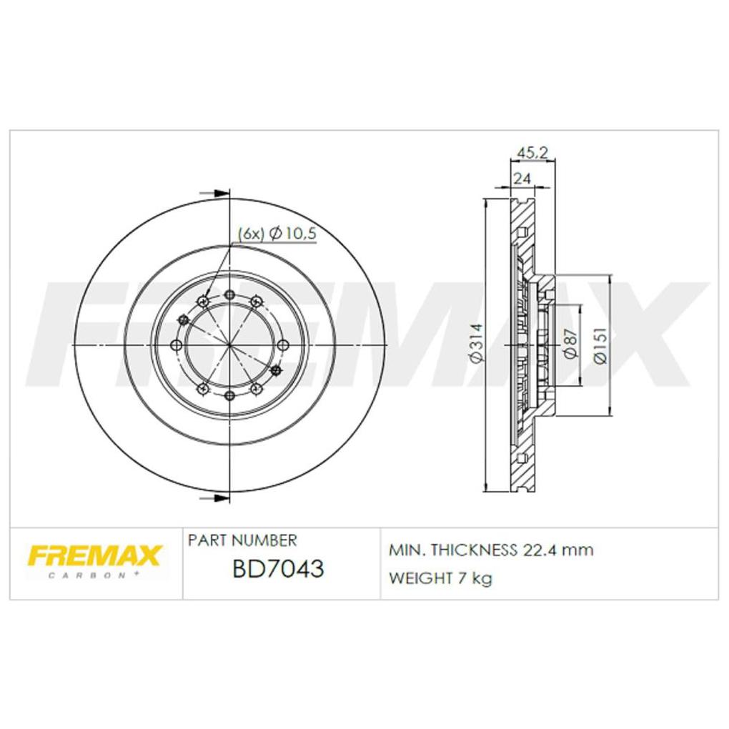 Par Disco de Freio Dianteiro para Mitsubishi L200 e Pajero Sport - Fremax - BD7043