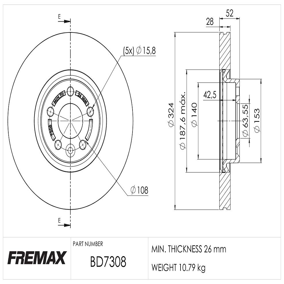 Disco de Freio Ventilado Dianteiro 1 Unidade - Fremax - BD7308