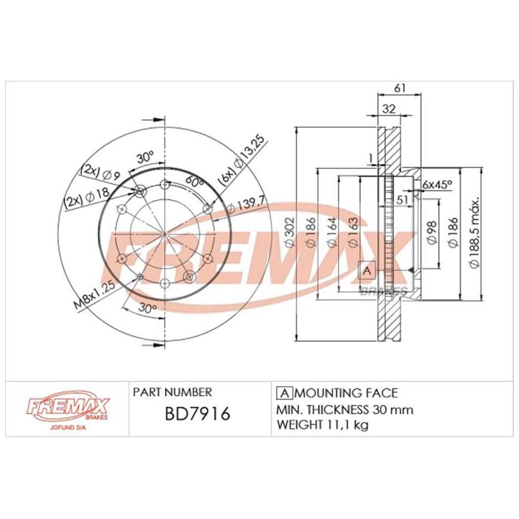 Disco de Freio Ventilado Dianteiro 1 Unidade - Fremax - BD7916
