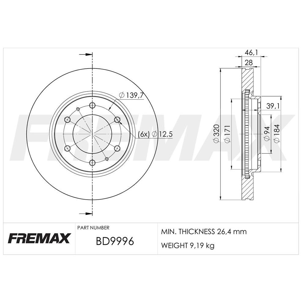 Par de Discos de Freio Ventilado Dianteiro - Fremax - BD9996