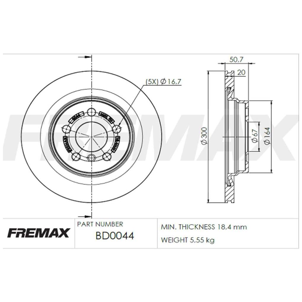 Par de Discos de Freio Ventilado Traseiro - Fremax - BD0044