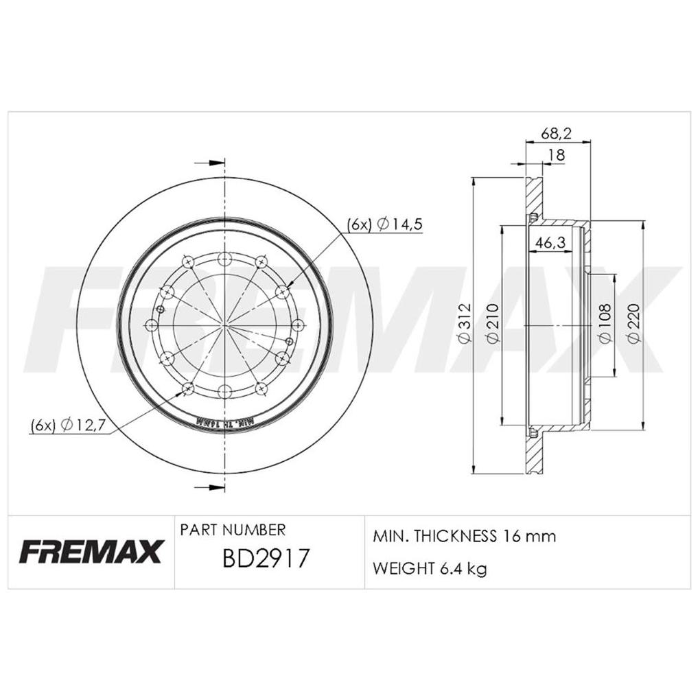 Par de Discos de Freio Ventilado Traseiro - Fremax - BD2917