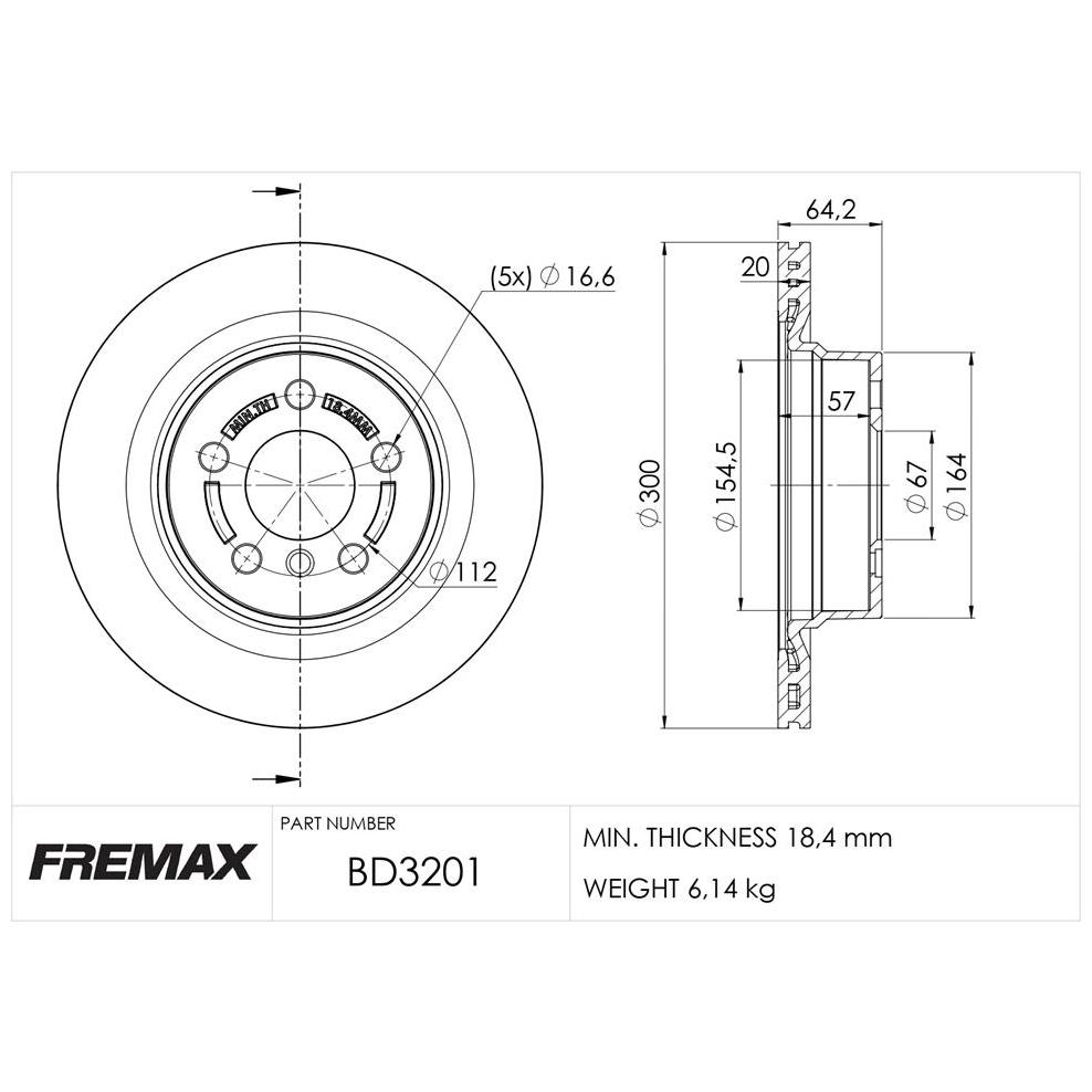 Par de Discos de Freio Ventilado Traseiro - Fremax - BD3201
