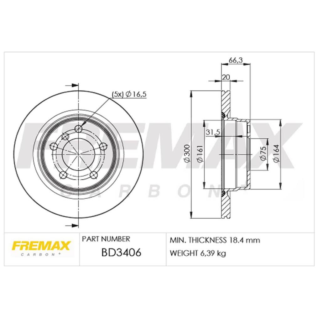 Par de Discos de Freio Ventilado Traseiro - Fremax - BD3406