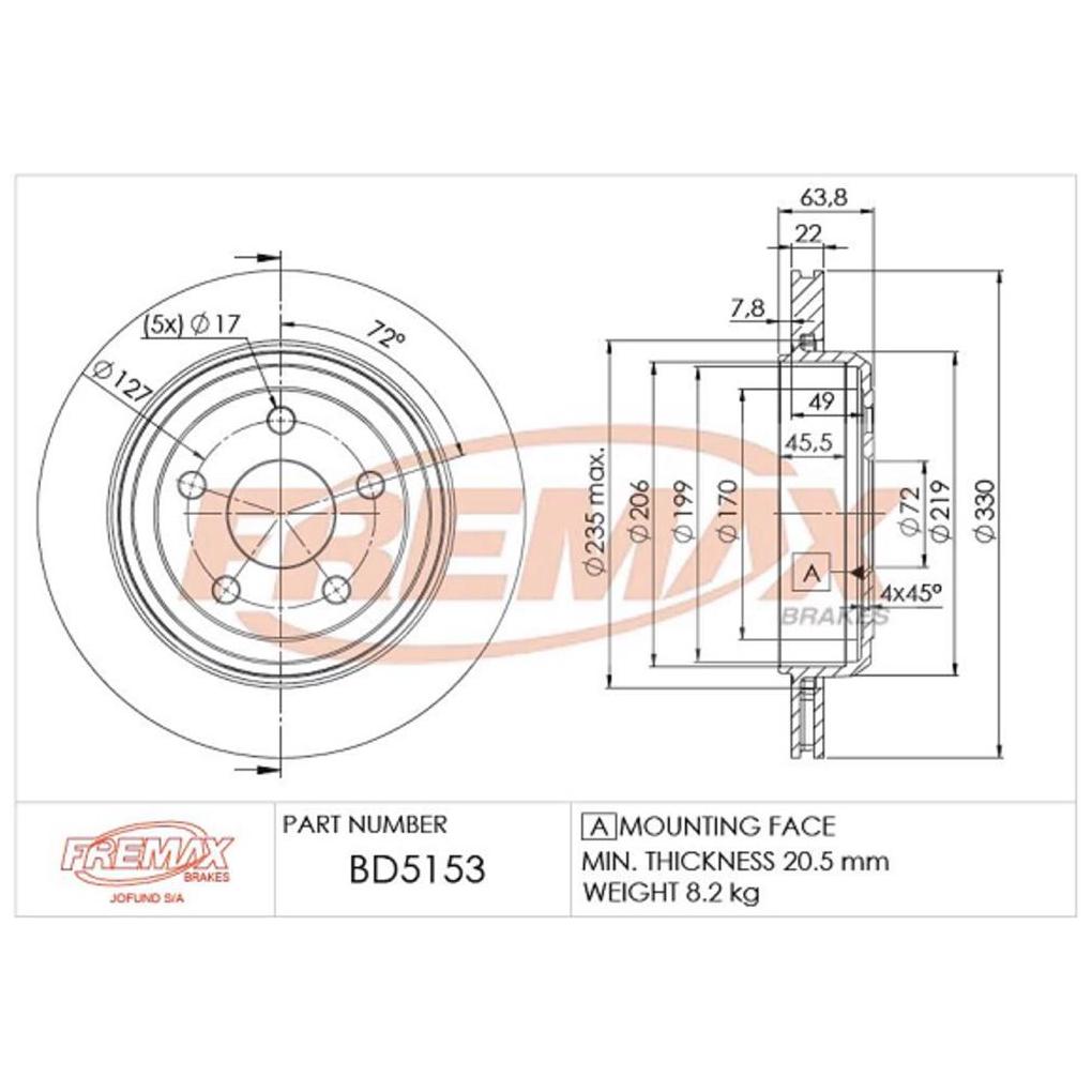 Par de Discos de Freio Ventilado Traseiro - Fremax - BD5153