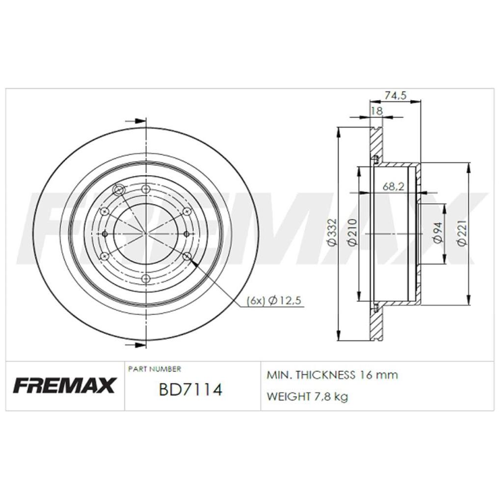 Par Disco de Freio Traseiro para Mitsubishi Pajero Full - Fremax - BD7114
