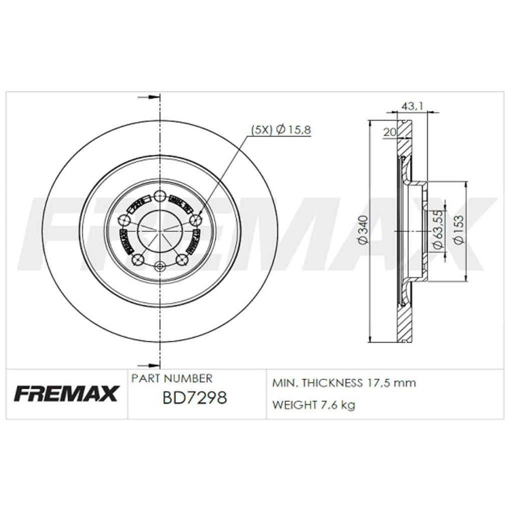 Par de Discos de Freio Ventilado Traseiro - Fremax - BD7298