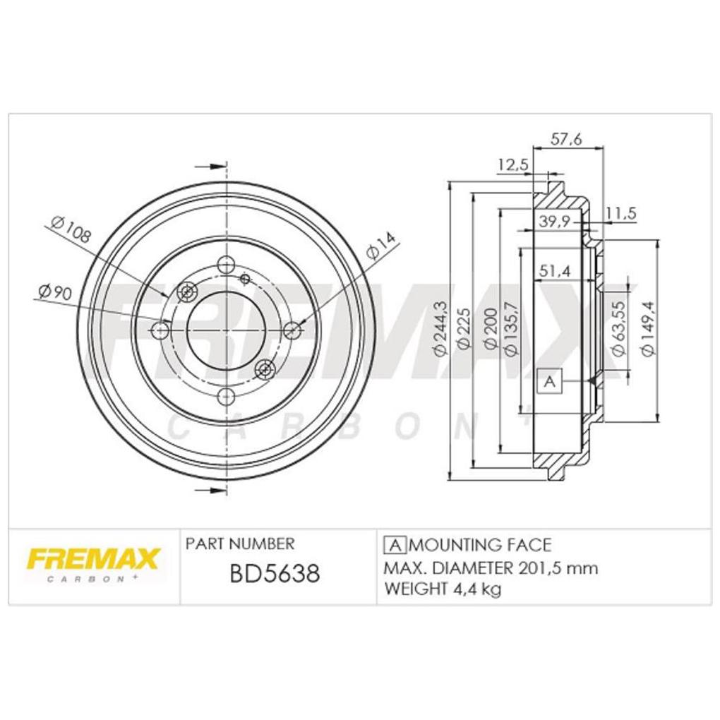 Par de Tambor de Freio Traseiro - Fremax - BD5638