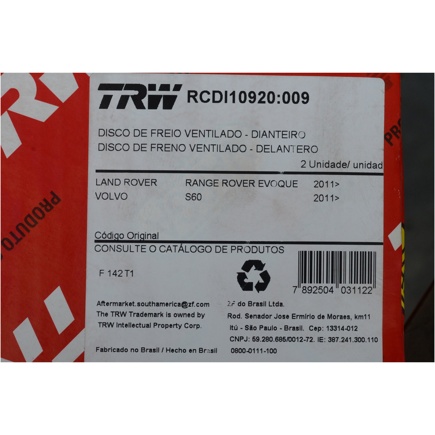 Par Disco de Freio Dianteiro - TRW - RCDI10920