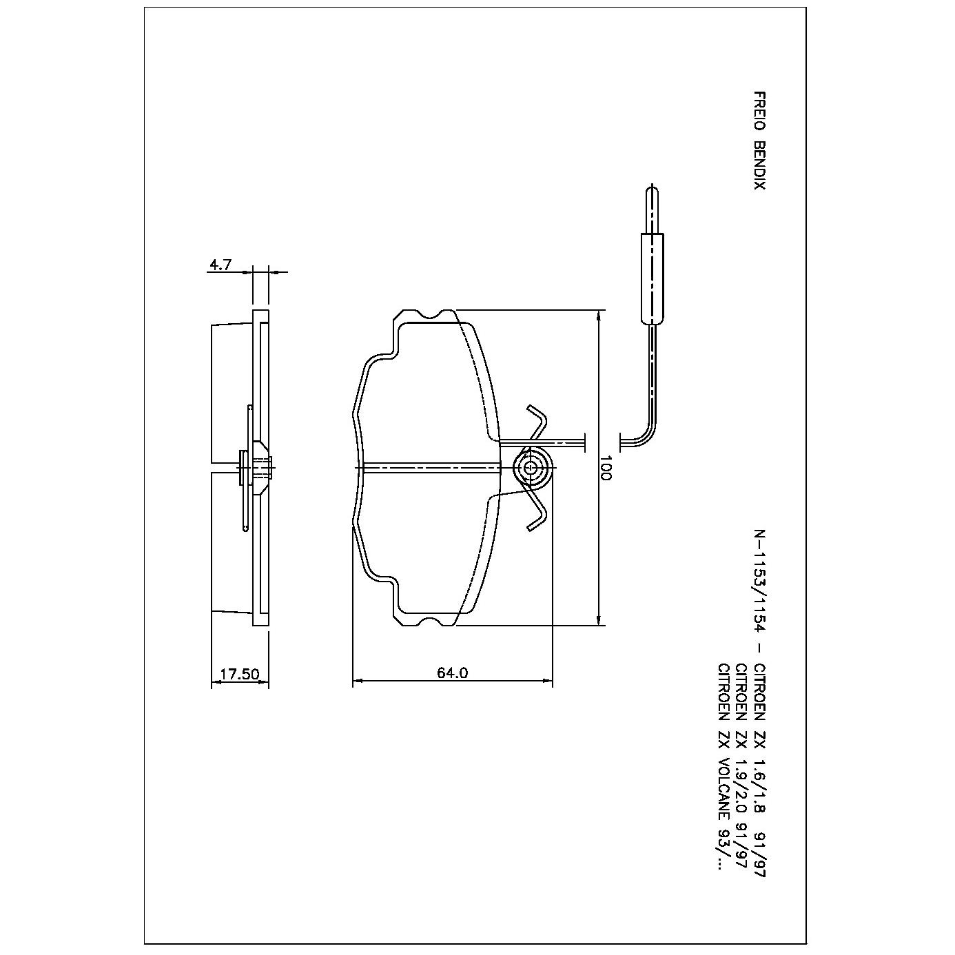 Pastilha de Freio Dianteira para Citroen ZX - Cobreq - N-1153