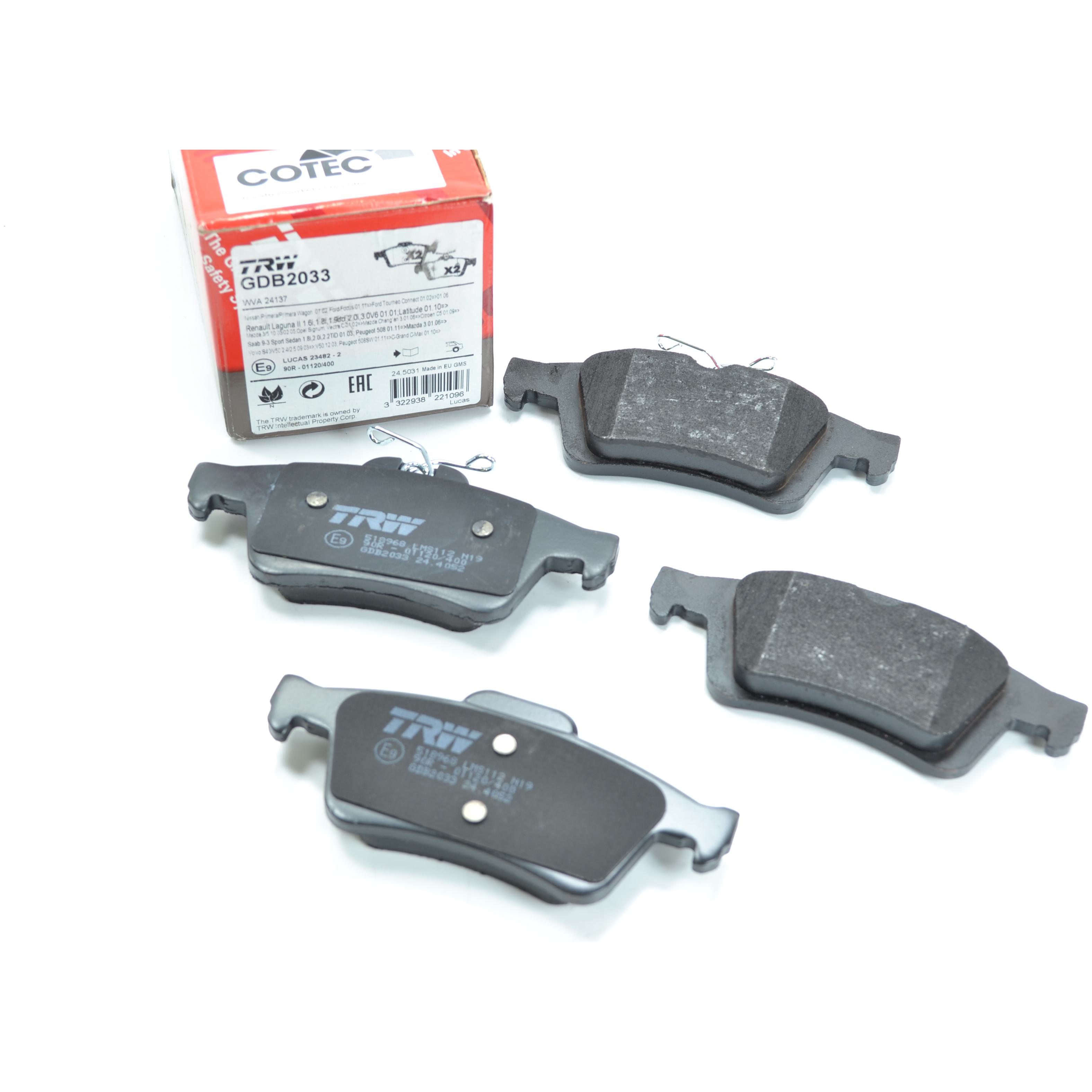 Pastilhas Freio Traseira Antirruído Cotec para Ford Focus e Focus Sedan - TRW - GDB2033