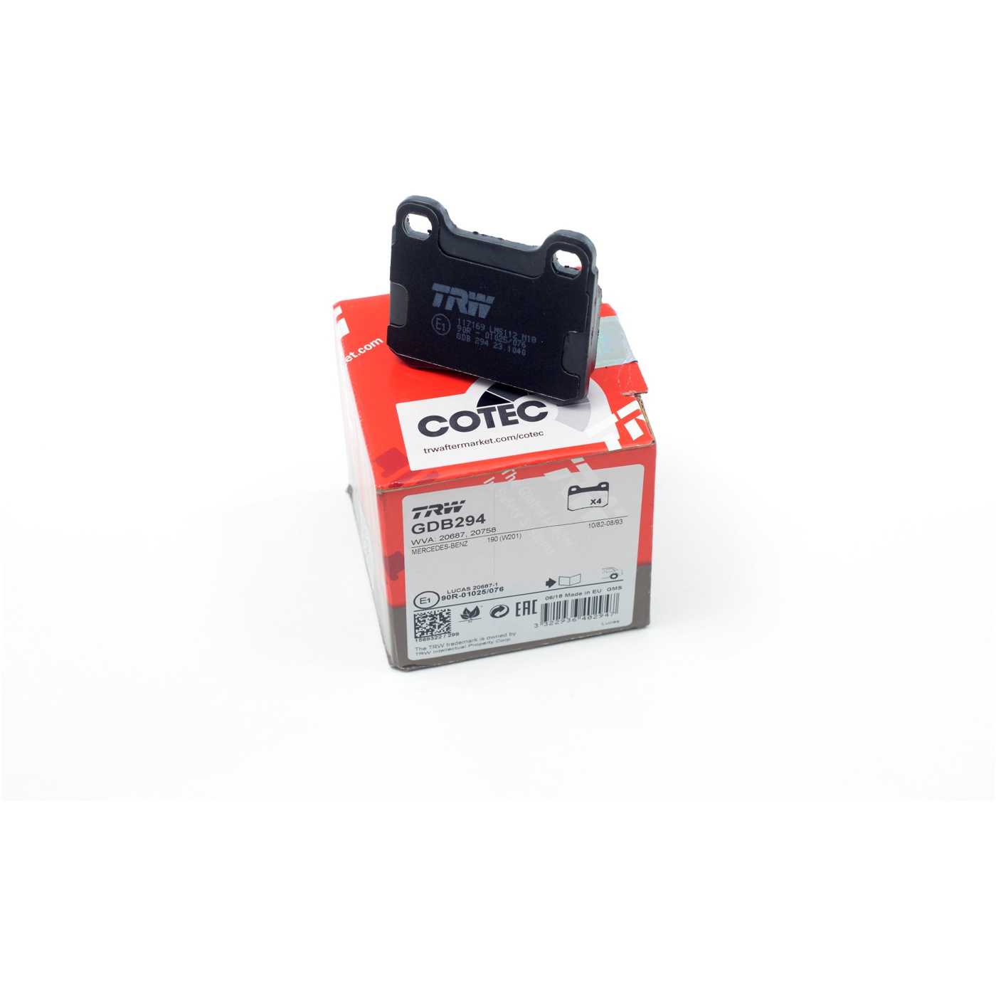 Pastilhas Freio Traseira Antirruído Cotec para Mercedes-Benz 190 E - TRW - GDB294