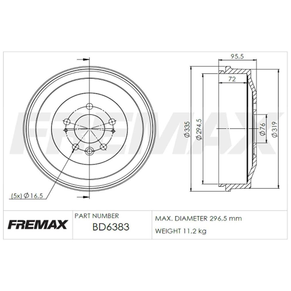 Tambor de Freio Traseiro 1 Unidade - Fremax - BD6383